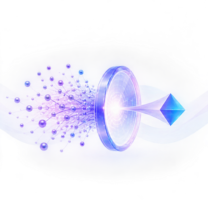 A lens focusing scattered data into a clear signal